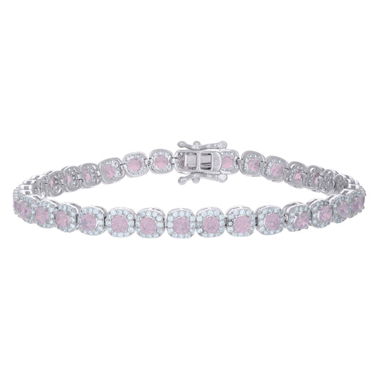 925 Sterling Silver Cz Bracelet 7"