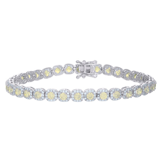 925 Sterling Silver Cz Bracelet 7"