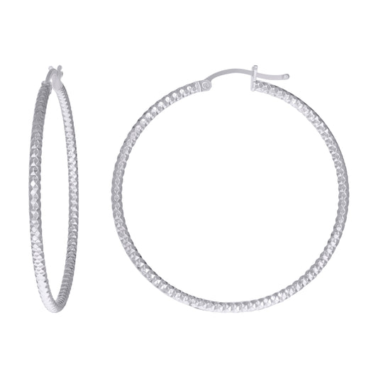 925 Silver 2mm-40mm Hoop Earring Silver Finish