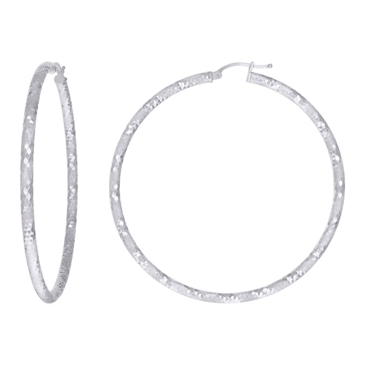 925  Silver 3mm-60mm Hoop Earring Silver Finish