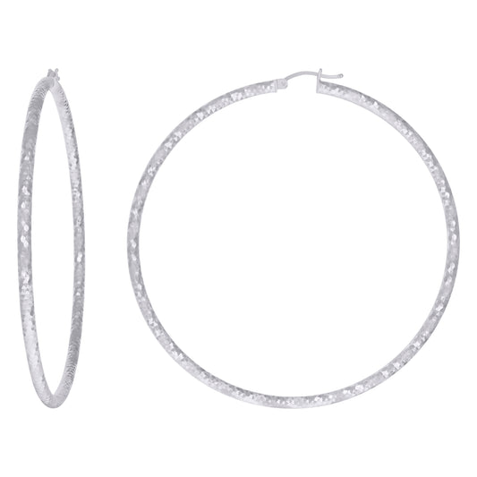 925 Silver 3mm-75mm Hoop Earring Silver Finish