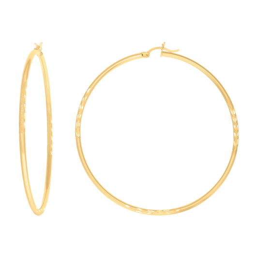 10Kt Gold Hoop Earrings 2mm-60