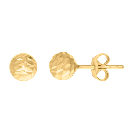 14Kt Gold D/C Ball-Stud Earrings 6mm
