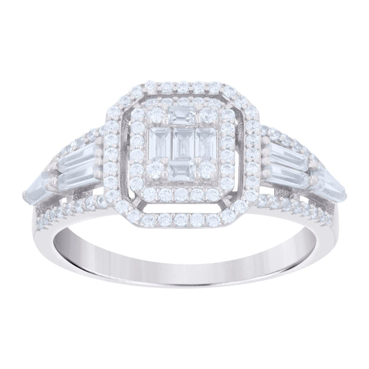 925 Sterling Silver Cz Ring S6