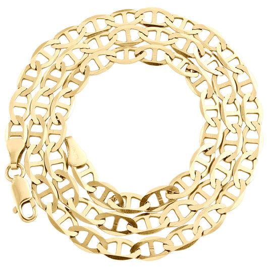 10kt Yellow Gold Solid Mariner Chain 6.0mm 8 to 30 inches