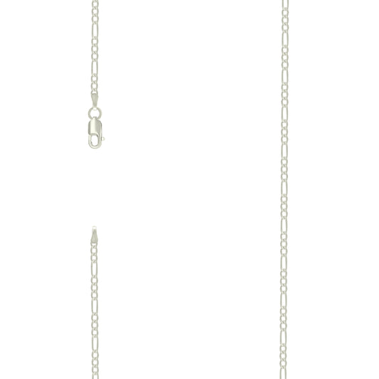 925 Silver Super Flat Figaro Chain 2.3mm