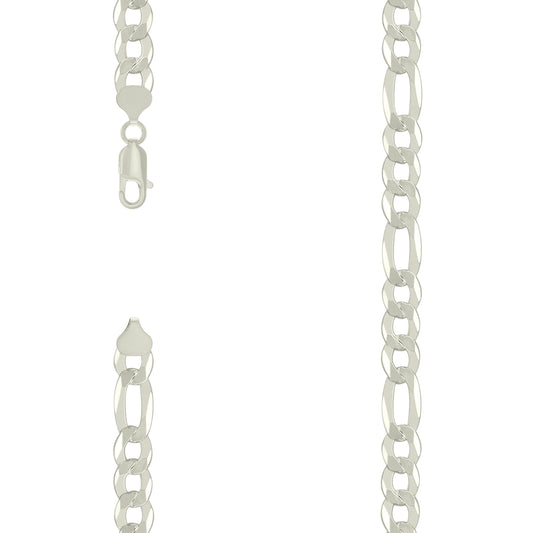 925 Silver Super Flat Figaro Chain 8.9mm