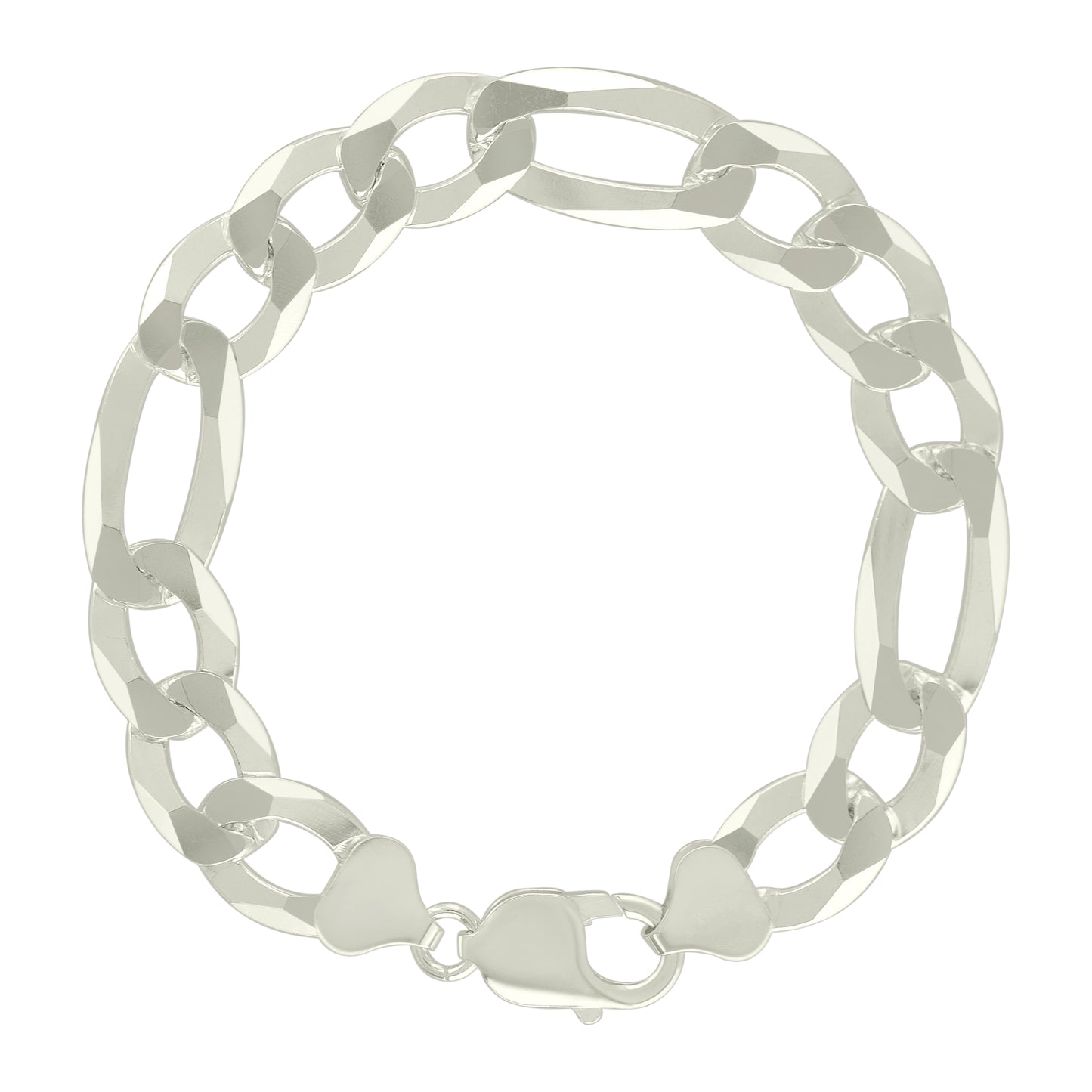 925 Silver Super Flat Figaro Chain 12mm