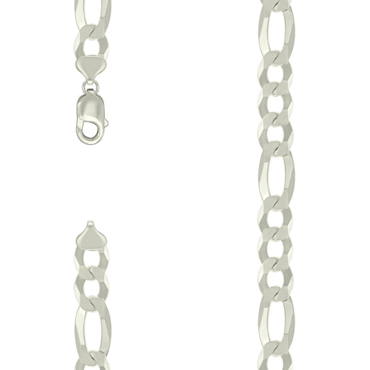 925 Silver Super Flat Figaro Chain 12mm