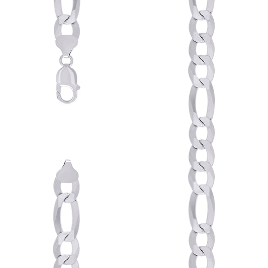 925 Silver Super Flat Figaro Chain 12mm