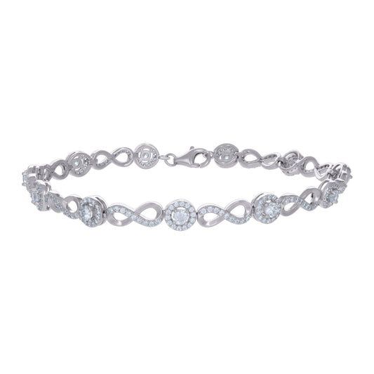 925 Sterling Silver Cz Bracelet 8"