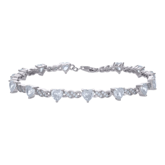 925 Sterling Silver Cz Bracelet 7.5"