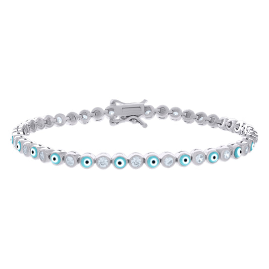 925 Sterling Silver Cz Bracelet 7.25 Inches