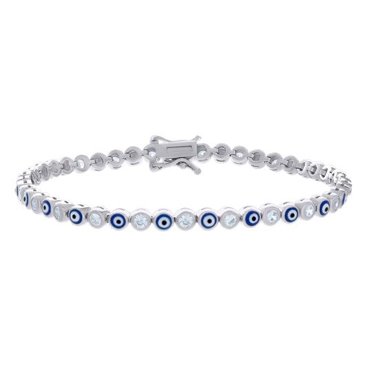 925 Sterling Silver Cz Bracelet 7.25 Inches