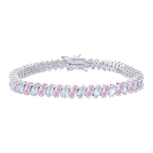 925 Sterling Silver Cz Bracelet 7.25 Inches