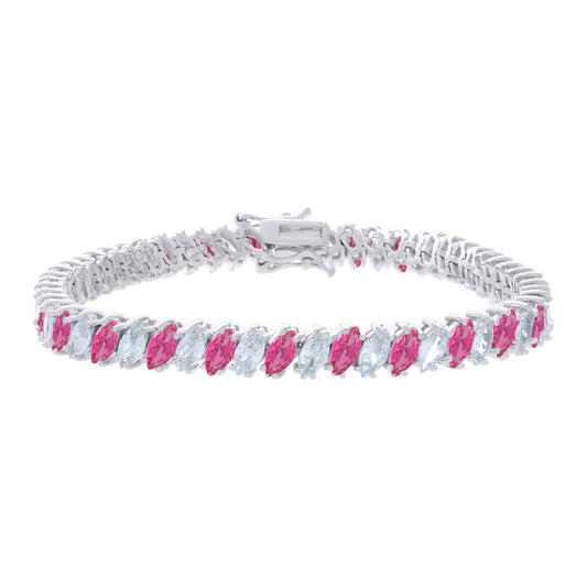 925 Sterling Silver Cz Bracelet 7 Inches