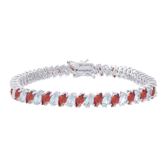 925 Sterling Silver Cz Bracelet 7.25 Inches