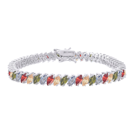 925 Sterling Silver Cz Bracelet 7.25 Inches