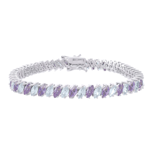 925 Sterling Silver Cz Bracelet 7.25 Inches