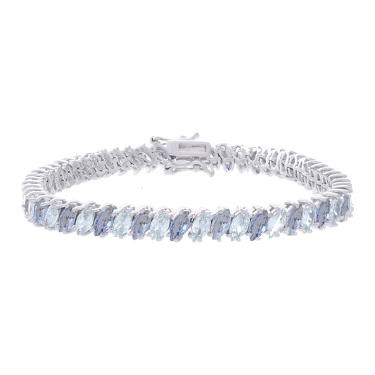 925 Sterling Silver Cz Bracelet 7.25 Inches