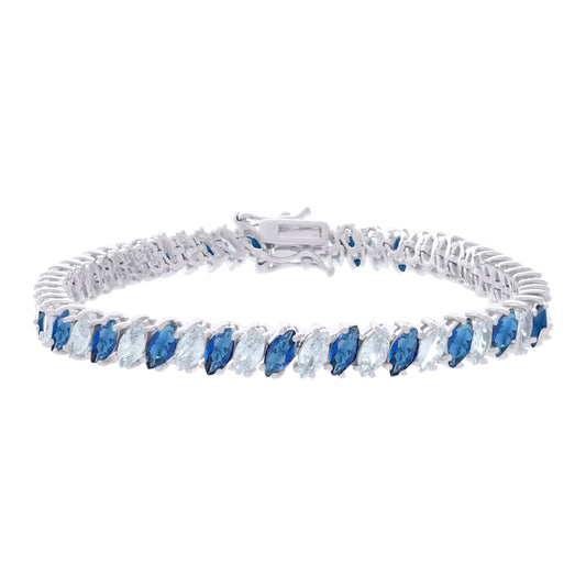 925 Sterling Silver Cz Bracelet 7.25 Inches