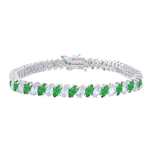 925 Sterling Silver Cz Bracelet 7.25 Inches