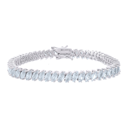 925 Sterling Silver Cz Bracelet 7.25 Inches