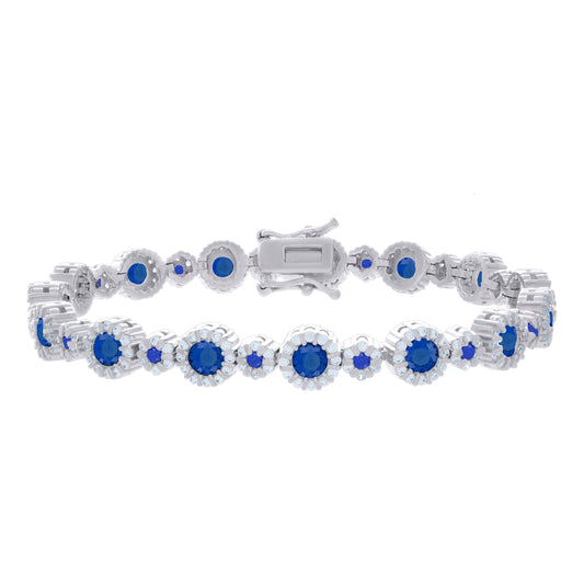 925 Sterling Silver Cz Bracelet 7 Inches