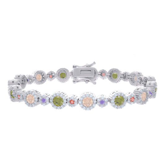 925 Sterling Silver Cz Bracelet 7 Inches
