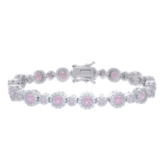 925 Sterling Silver Cz Bracelet 7 Inches