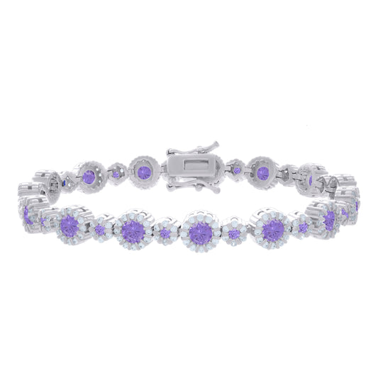 925 Sterling Silver Cz Bracelet 7 Inches