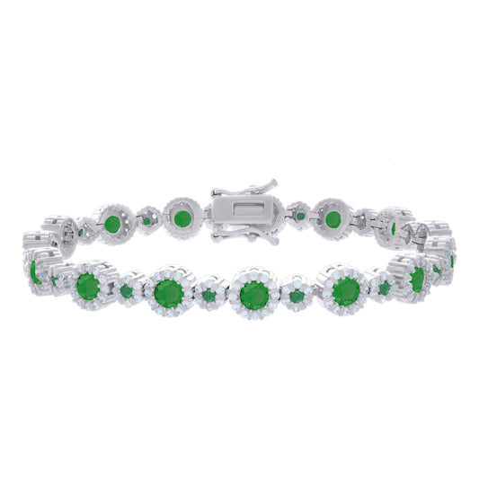 925 Sterling Silver Cz Bracelet 7 Inches