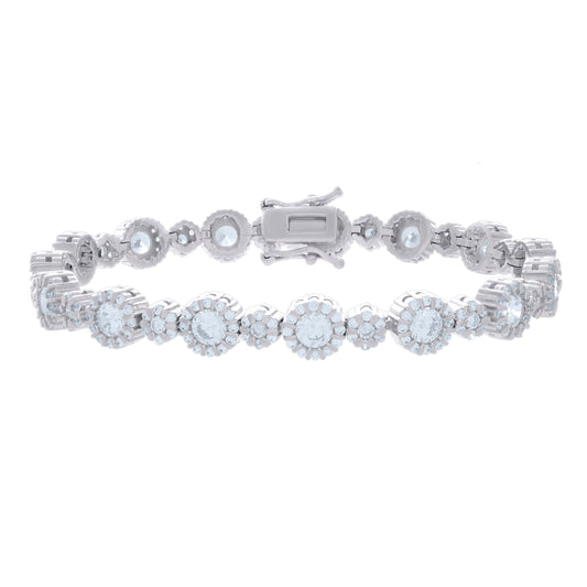 925 Sterling Silver Cz Bracelet 7 Inches