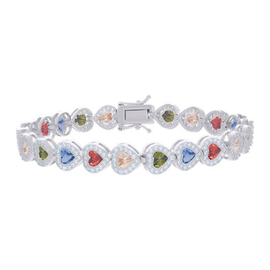 925 Sterling Silver Cz Bracelet 7.25 Inches