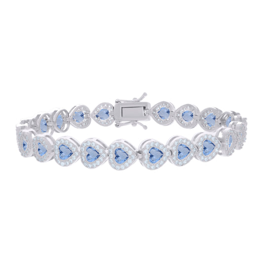 925 Sterling Silver Cz Bracelet 7.25 Inches