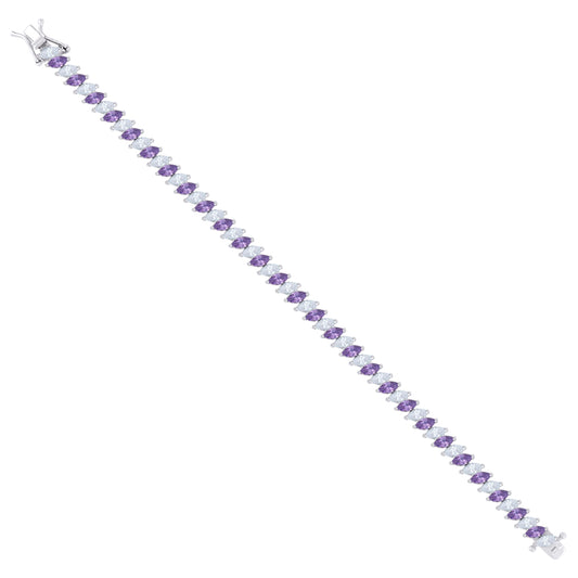925 Sterling Silver Cz Bracelet 7 Inches