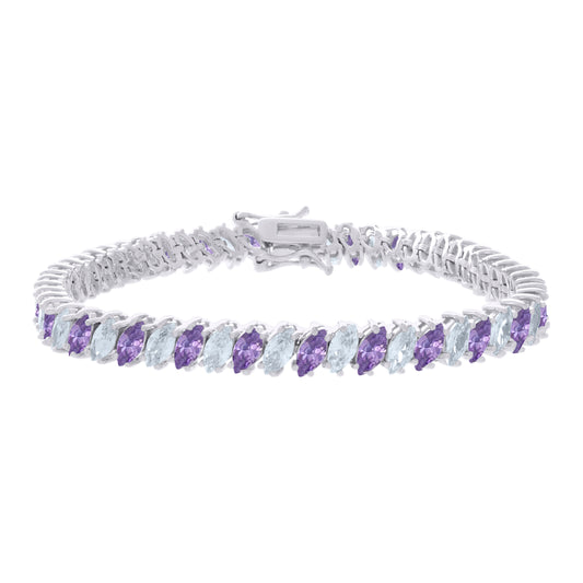925 Sterling Silver Cz Bracelet 7 Inches