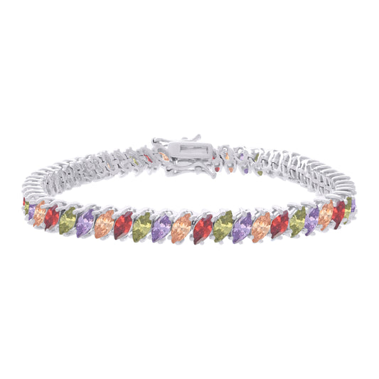 925 Sterling Silver Cz Bracelet 7 Inches