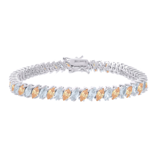 925 Sterling Silver Cz Bracelet 7 Inches