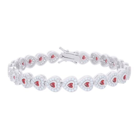 925 Sterling Silver Cz Bracelet 7 Inches