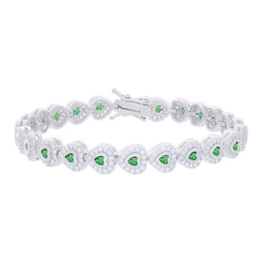 925 Sterling Silver Cz Bracelet 7 Inches