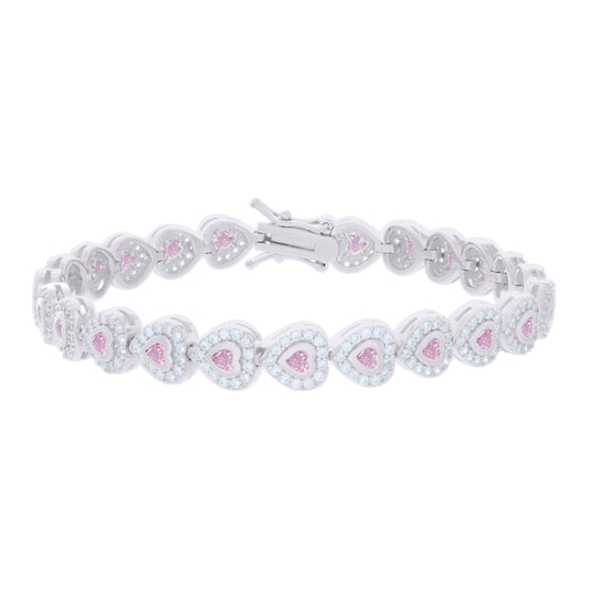 925 Sterling Silver Cz Bracelet 7 Inches