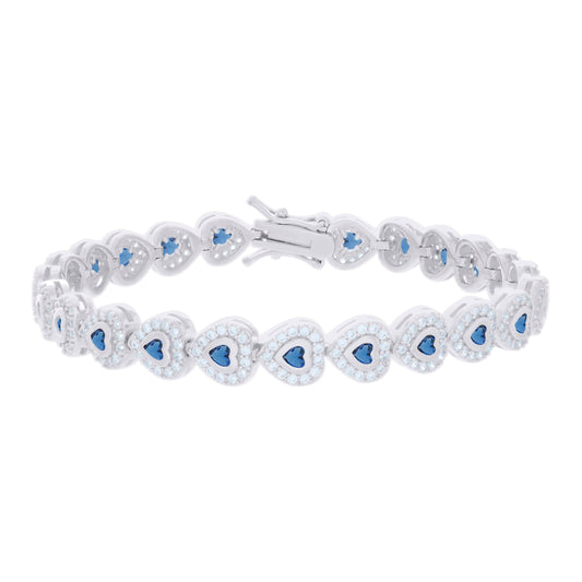 925 Sterling Silver Cz Bracelet 7 Inches