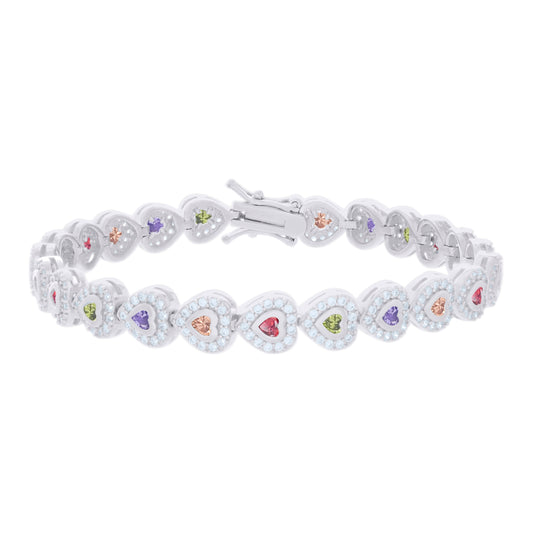 925 Sterling Silver Cz Bracelet 7 Inches