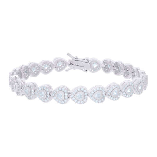 925 Sterling Silver Cz Bracelet 7 Inches