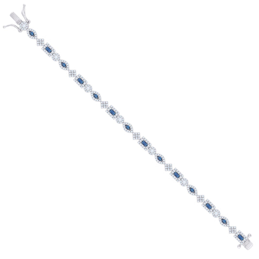 925 Sterling Silver Cz Bracelet 7 Inches