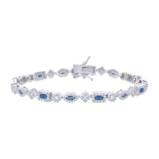 925 Sterling Silver Cz Bracelet 7 Inches