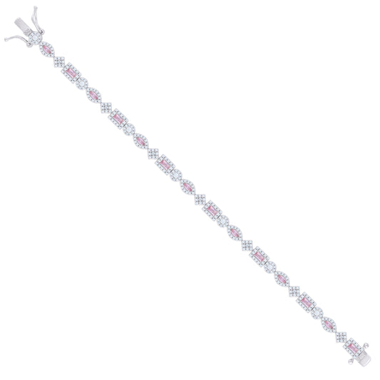 925 Sterling Silver Cz Bracelet 7 Inches
