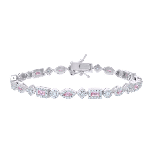 925 Sterling Silver Cz Bracelet 7 Inches