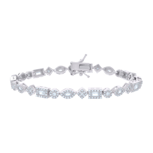 925 Sterling Silver Cz Bracelet 7 Inches